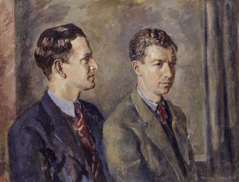 Peter Pears en Benjamin Britten, door Kenneth Green (1943). Beeld National Portrait Gallery London
