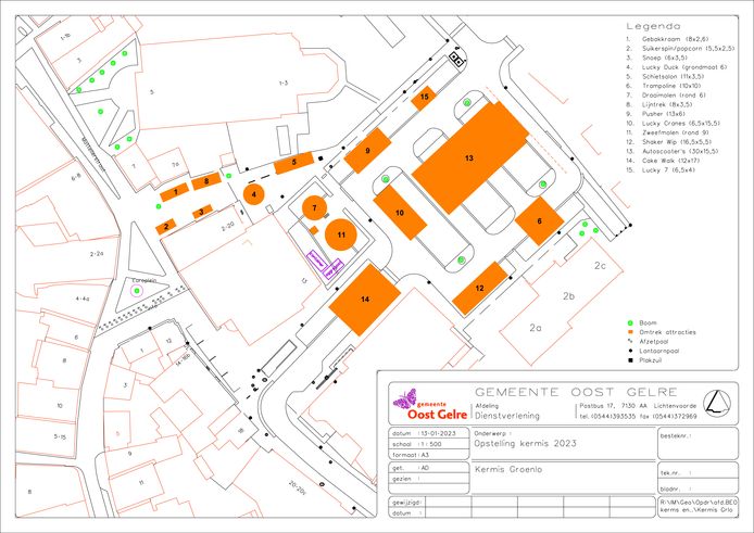 Plattegrond van de kermis in Groenlo 2023