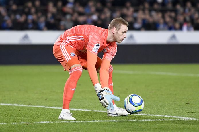 Matz Sels in actie voor zijn club Straatsburg.