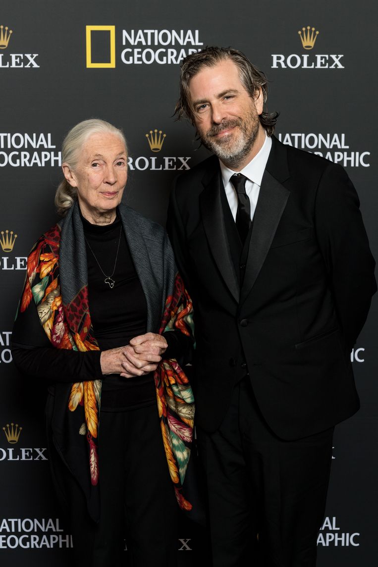 Jane Goodall en Brett Morgen. Beeld Getty Images for National Geogra