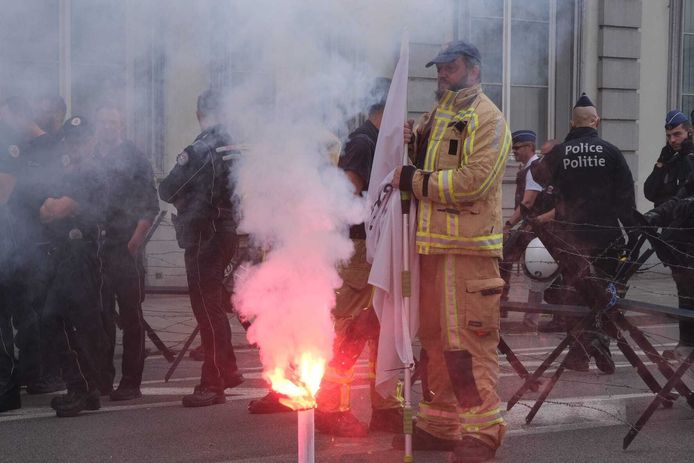 Brandweer voert actie in Brussel.