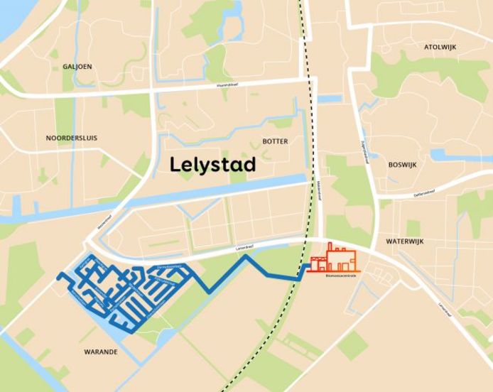 Het warmtenet in de wijk De Warande in Lelystad, waarop alle 1500 woningen worden aangesloten.