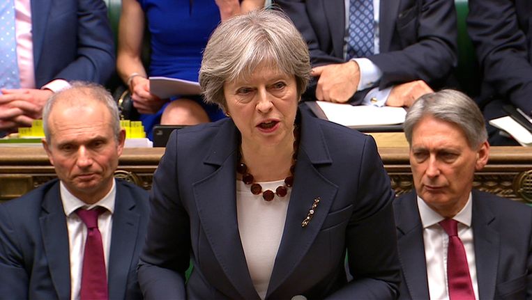 May woensdag in het parlement. Beeld reuters