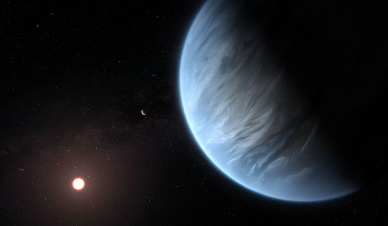 Het is de eerste keer dat waterdamp is gevonden in de atmosfeer van een exoplaneet met temperaturen zoals hier op aarde. 