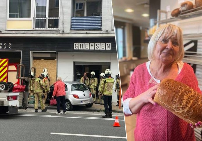 Ondanks het ongeval blijft bakkerin Chantal Dentant (64) haar brood verkopen.