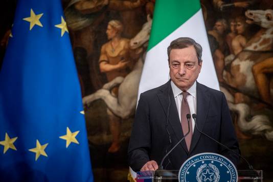 De Italiaans premier Mario Draghi. 
