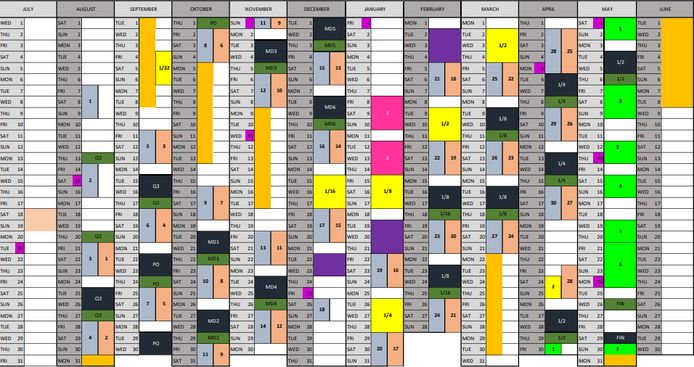 De voetbalkalender voor 2020-2021.