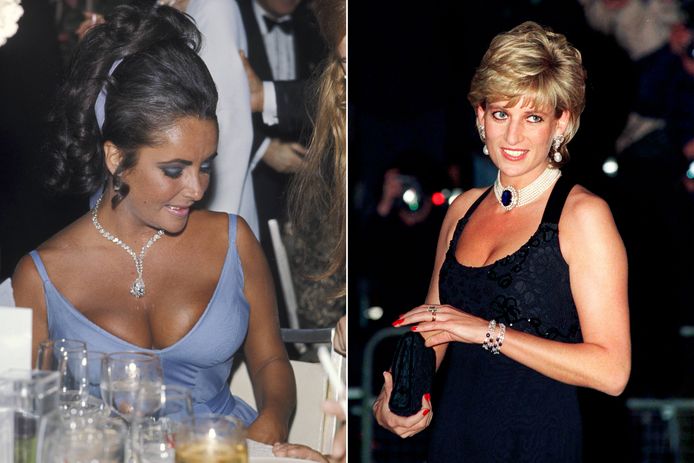 Links: Elizabeth Taylor in 1970. Rechts: Prinses Diana in 1996.