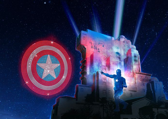 Captain America mag niet ontbreken tijdens ‘Avengers: Power the Night' in het Walt Disney Studios Park.