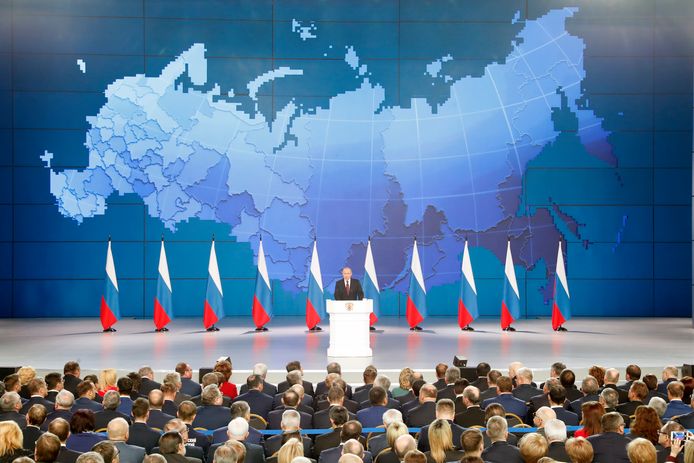 Poetin tijdens zijn jaarlijkse toespraak.