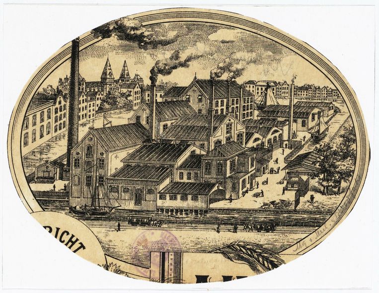 Maatschappij voor Meel- en Broodfabrieken, gezien vanaf Vijzelgracht richting Spiegelgracht rond 1900.  Beeld Collectie Stadsarchief Amsterdam