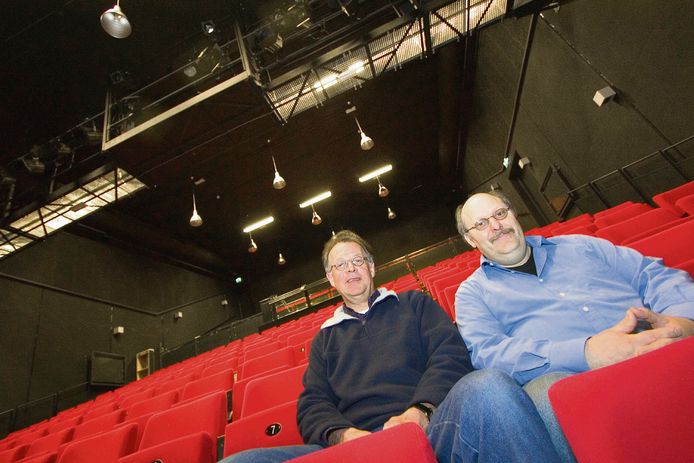 Bert Meddeler (rechts) en Hans Schuppers bij de opening van Theater De Kappen in 2007.