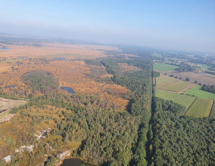 Het Groot Schietveld vanuit de lucht gefotografeerd in oktober