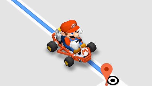Mario en zijn skelter karten de routekaarten over