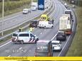 In beide richtingen is een ongeluk gebeurd.