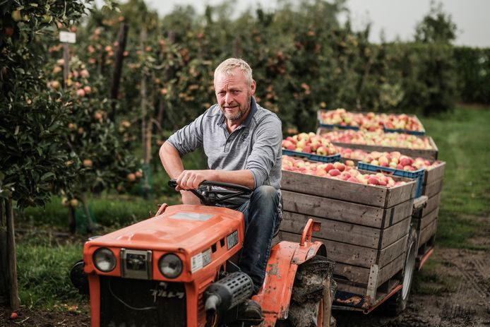 Tom Horstink in zijn fruitboomgaard in Rha.