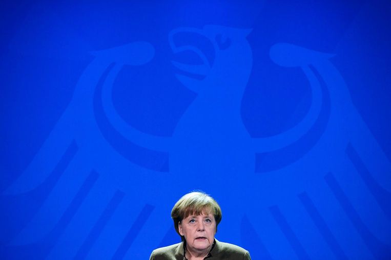 Angela Merkel spreekt de pers toe nadat Anis A. is gedood door de Italiaanse politie. Beeld afp