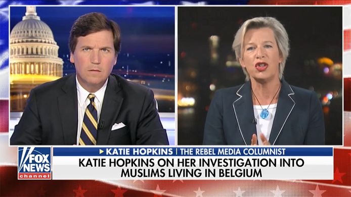 Katie Hopkins vertelt tegen Fox-presentator Tucker Carlson over haar bezoek aan Molenbeek.