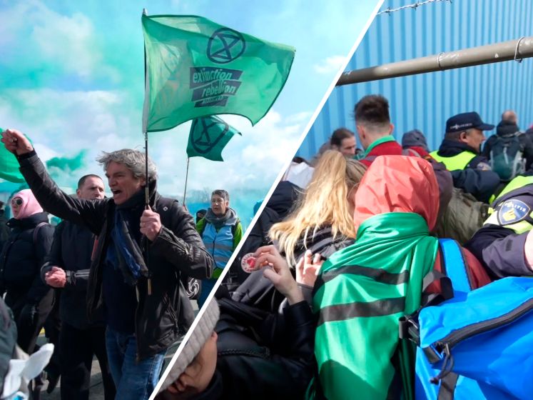 Extinction Rebellion betreedt terrein Eindhoven Airport via gat in hek