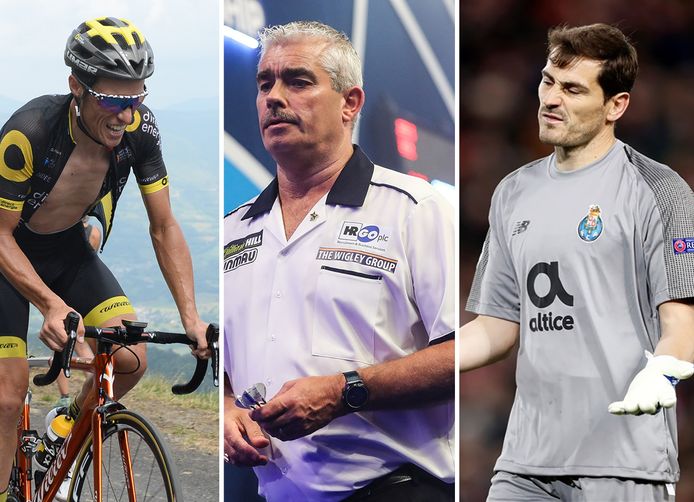 Vlnr: Wielrenner Sylvain Chavanel, darter Steve Beaton en keeper Iker Casillas.