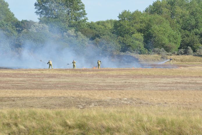 Brandweer bestrijdt duinbrand Scheveningen, 17-08-2018