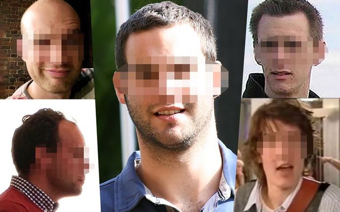 Les cinq pédophiles arrêtés: Dimitry D., Michael T., l'Anglais Samuel K, Niels M., et le Néerlandais Lars de R.