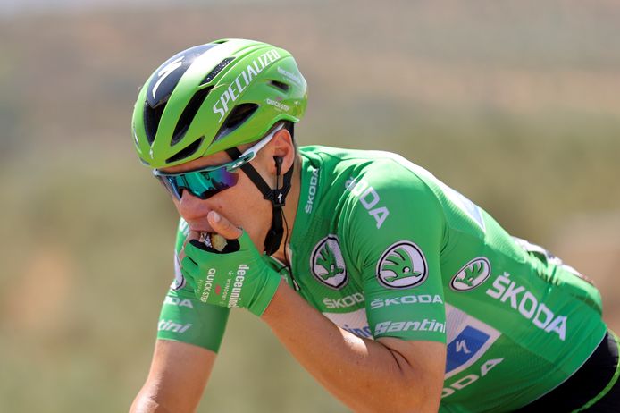 Fabio Jakobsen in actie tijdens de dertiende etappe van de Ronde van Spanje.