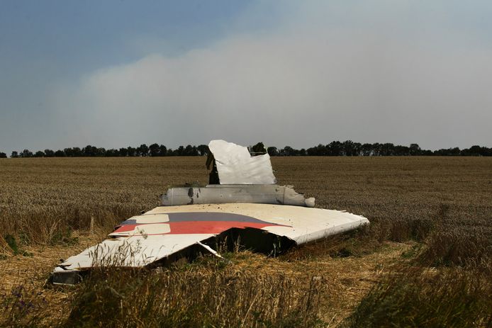 Een deel van een vleugel van het neergehaalde MH17-vliegtuig.