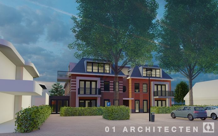 Een impressie van de voorgevel van het geplande appartementencomplex aan de Dorpsstraat .