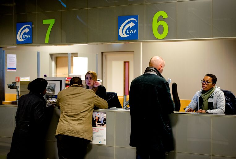 Werkzoekenden bij het Werkplein van het UWV in Amsterdam. (foto ter illustratie) Beeld ANP XTRA