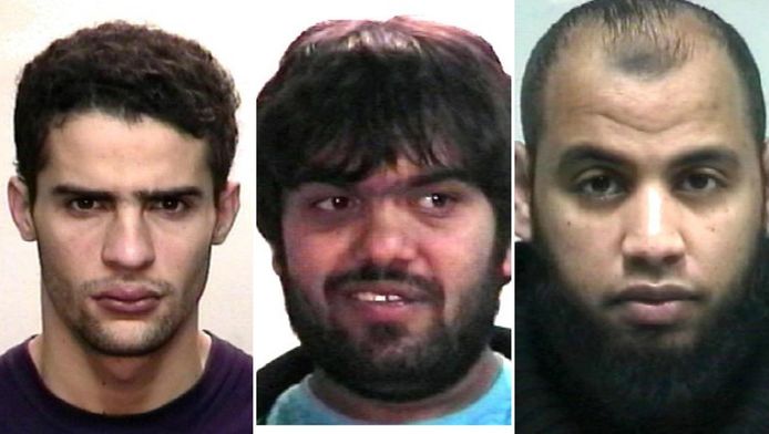 De drie nieuwe namen op de 'most-wanted'-lijst, vlnr: verkrachter Ali Bounou, homejacker Aza Petrovic en duiveluitdrijver Othmane Galouby.