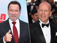 Arnold Schwarzenegger steekt Bruce Willis een hart onder de riem.