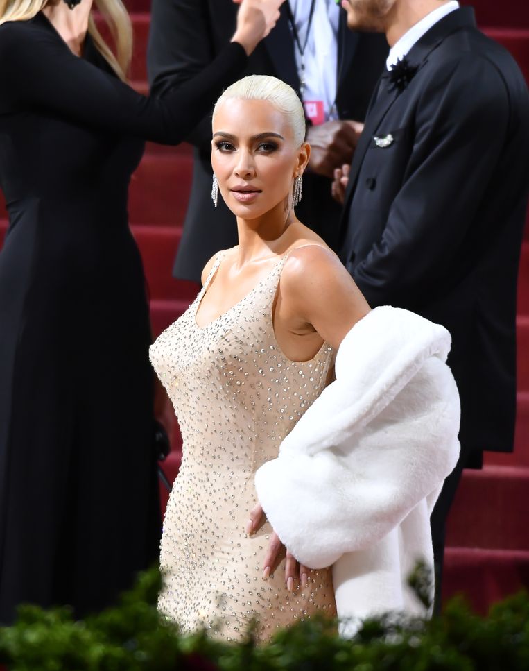 Kim Kardashian in de iconische Marilyn Monroe-japon op het Met Gala in New York afgelopen mei Beeld GC Images