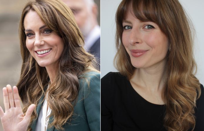 Left: Kate Middleton's new, casual blowout.  Right: Our beauty editor Sophie with her creation.