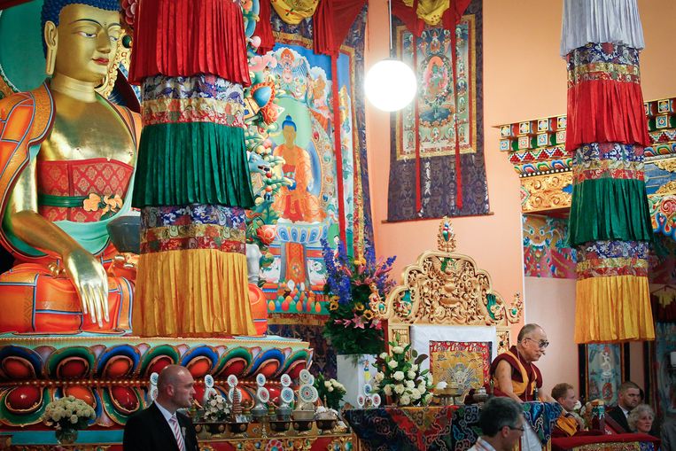 In 2012 bezocht de Dalai Lama de boeddhistische tempel in Huy. Beeld BELGA