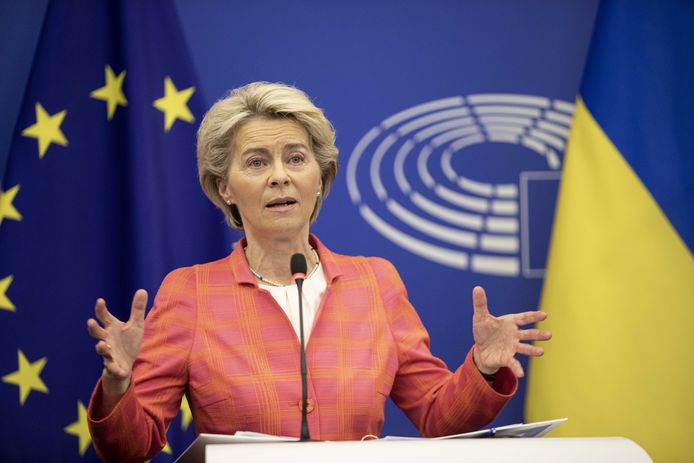Europees Commissievoorzitter Ursula von der Leyen in het Europees Parlement in Straatsburg, Frankrijk.