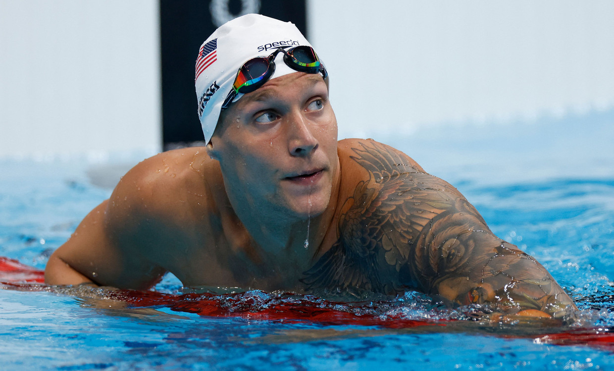 Dressel eindigt pas als tweede in de kwalificaties van de 100m vrij. Beeld AFP