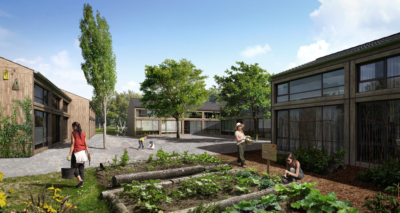 Impressie van buurtschap Te Veld, met 700 tijdelijke woningen, dat moet verrijzen aan de Castiliëlaan in Eindhoven.