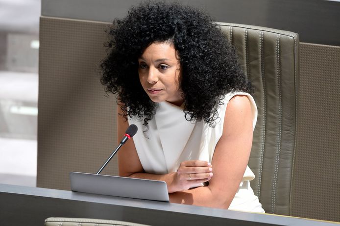 Sihame El Kaouakibi ( Open Vld ) in het Vlaams parlement.