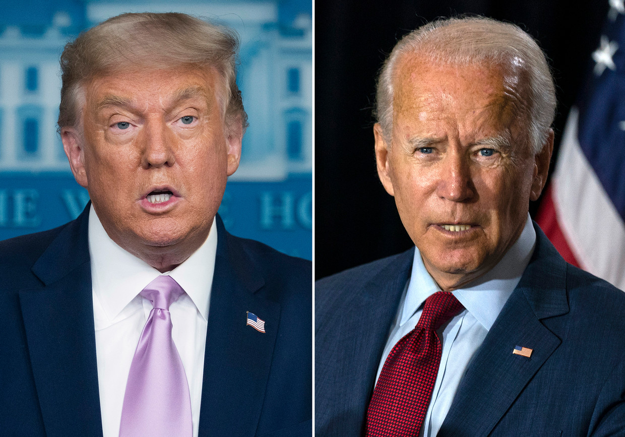 Donald Trump (links) en Joe Biden (rechts). Beeld AP