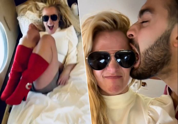 Britney Spears filmt gekke video in privévliegtuig.
