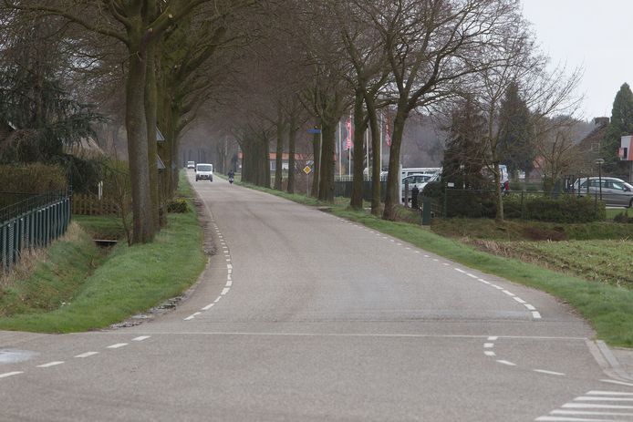 De Meijelseweg voordat er een fietspad naast lag. (archieffoto)