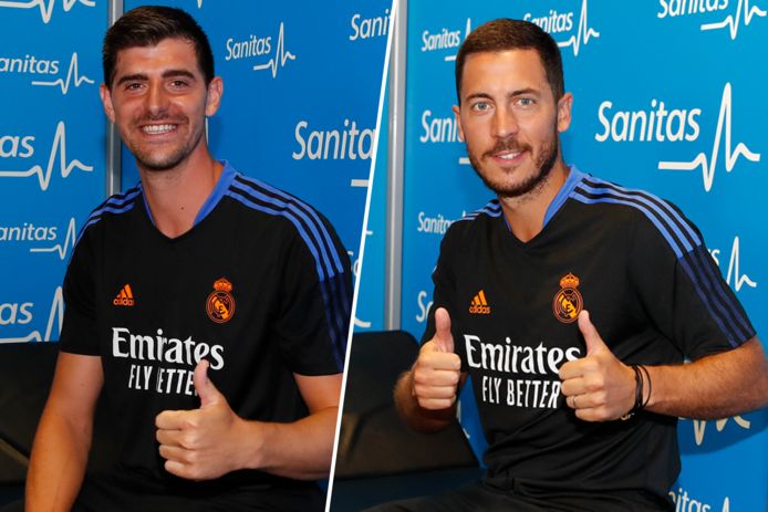 Thibaut Courtois et Eden Hazard.