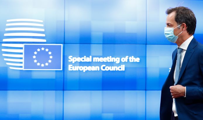Premier Alexander De Croo (Open Vld) op de Europese top.