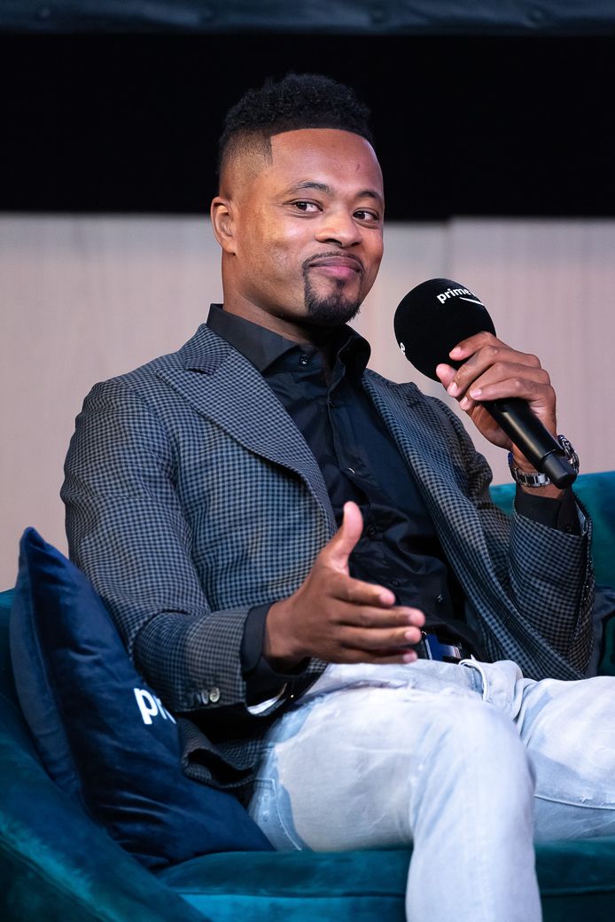 Patrice Evra vorige week bij de presentatie van de documentaire over zijn voormalig teamgenoot Wayne Rooney.