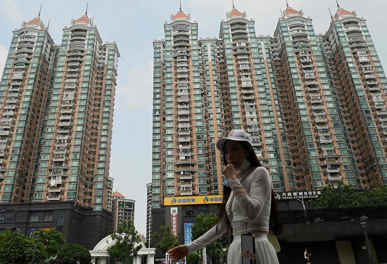 Een appartementencomplex van vastgoedbedrijf Evergrande in Guangzhou, China. Beeld AFP