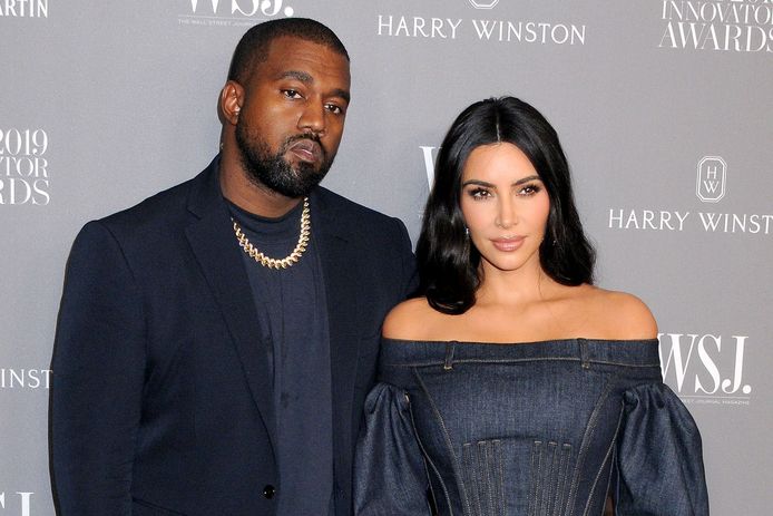 Ye West en Kim Kardashian in 2019 voor hun scheiding.