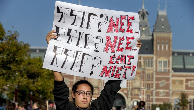 Demonstratie tegen TTIP in Amsterdam. Beeld anp