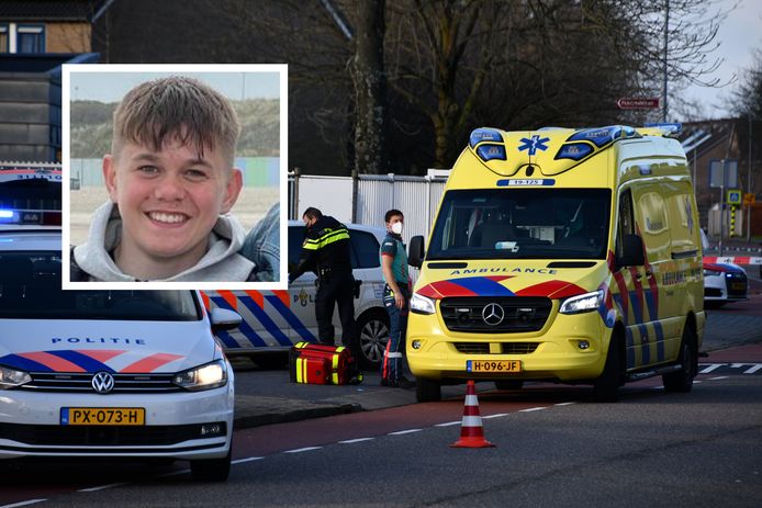 Hulpdiensten in Dauwendaele, nadat Tim van der Steen op 9 januari werd neergestoken.