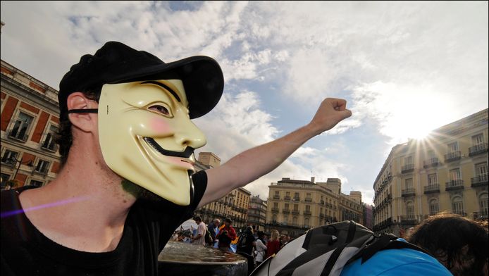Een activist van Anonymous in Spanje